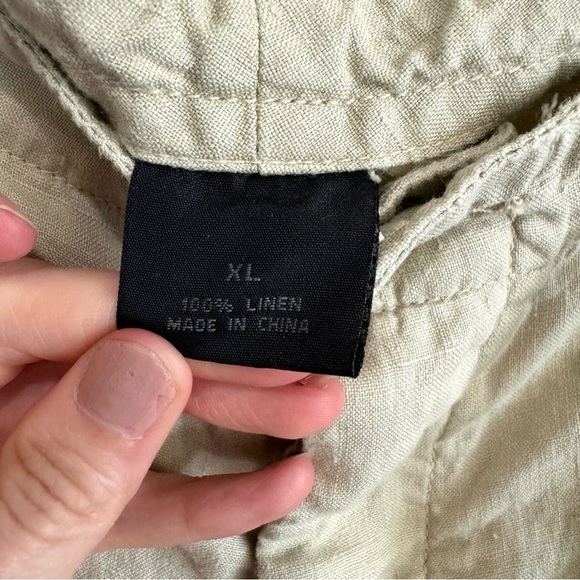 VTG Express Women's XL 100% Linen Pants Trouser Wide Leg Minimal Coastal Tan - Picture 6 of 11